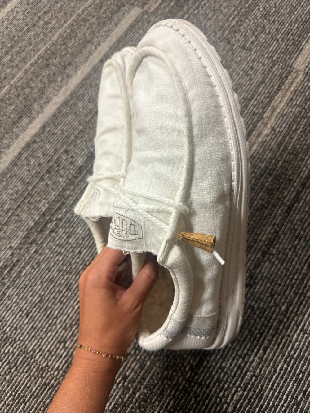 Hey Dude White Canvas Slip-On Loafers